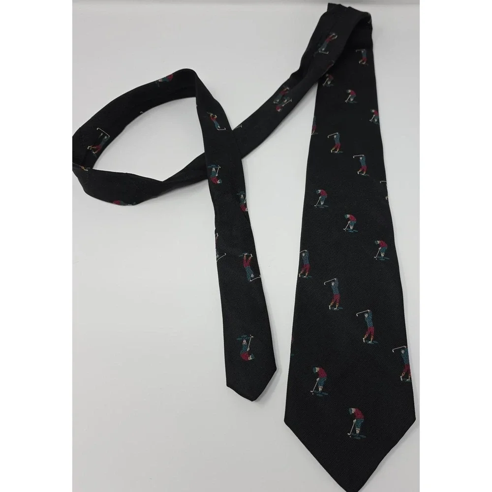Robert Talbott Necktie Mens OS Black Golfer Silk Hand Sewn Made in‎ USA MacNeil